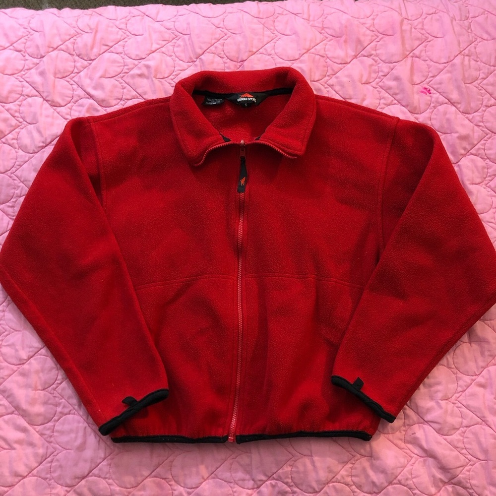 Vintage 90s Red Sierra Sport Fleece Full Zip Jacket